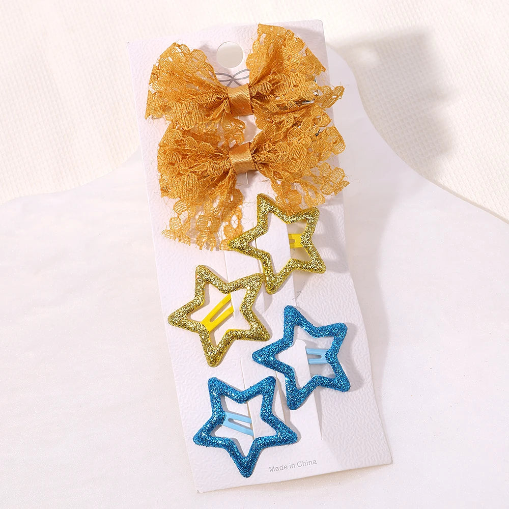 Kids Fresh Hair Clip Set Flower Printe Sweet Butterfly Hairpins Children BB Hair Bangs Clips Barrettes Girl Accessories Headwear