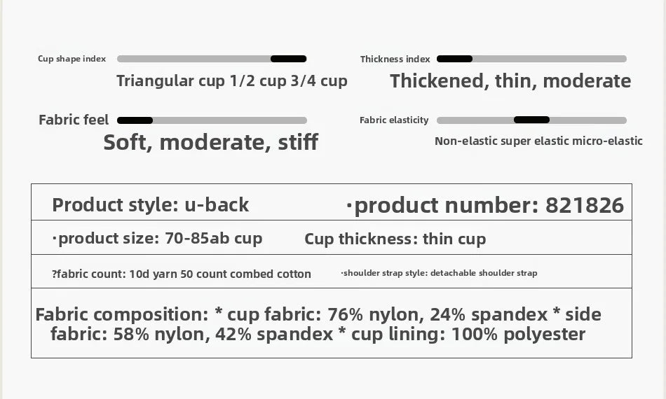 Women's Bra Is Comfortable Without Underwire  with A Concentrated Chest and A Beautiful Back It Is A 1/2 Cup Thin Lingerie