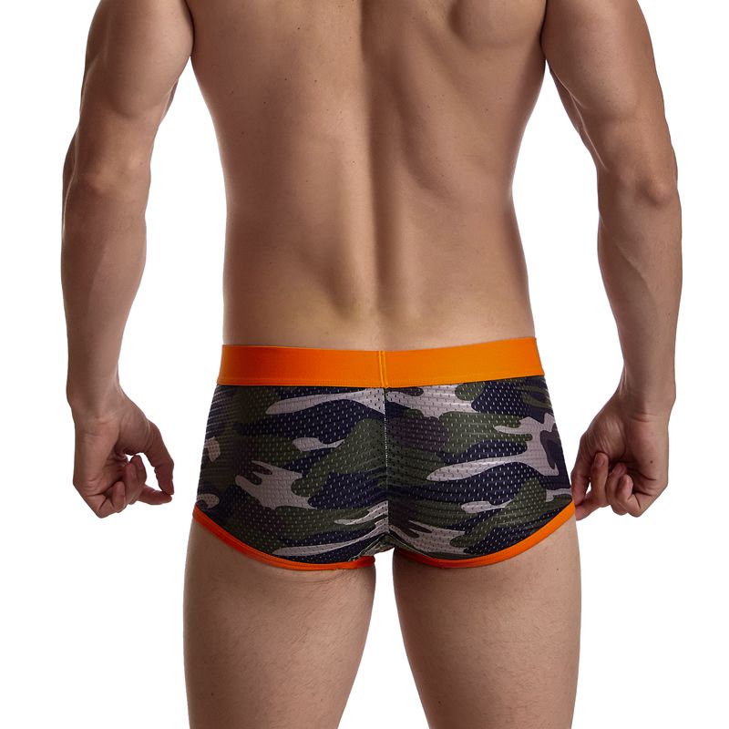 Sexy Underwear Men Boxer Briefs Cueca Gay Male Panties Mesh Camouflage Fashion Men Under Wear Lingerie Underpants Pouch Shorts