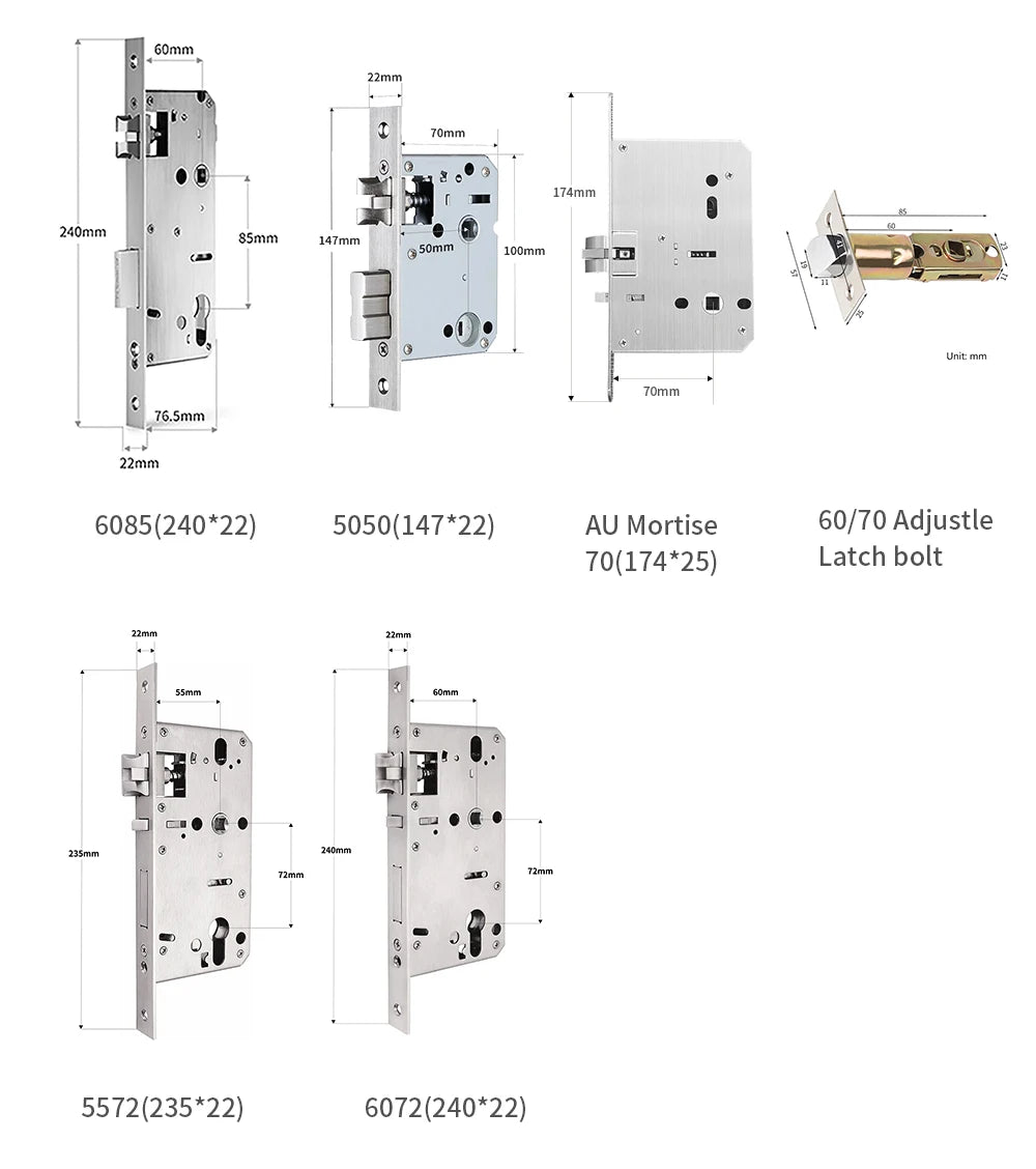 304 Stainless Steel Digital Smart Lock Aluminum Sliding Door Keyless Home Security TUYA TTlock Waterprooof Door Lock