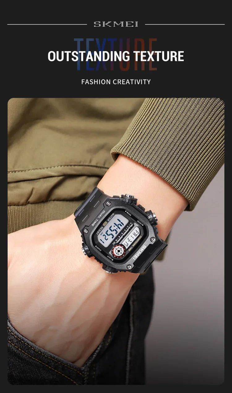 SKMEI 2126 Digital Countdown Sports Watches for Men LED Display Waterproof Stopwatch Mens Wristwatch Alarm Clock montre homme