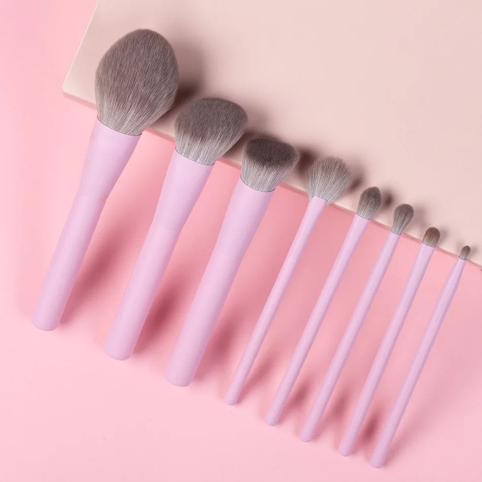 Pink Makeup Brush Set Private Label Wholesale Bulk Cosmetic Synthetic Hair Vegan Brushes Free Custom Logo Beauty Tool 10Sets
