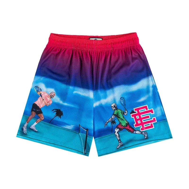 2025 New EE Eric Emanuel  Basic Mesh Short Classic Floral Printed Gym Shorts Men's Gym Basketball Sports Beach Shorts Men Shorts