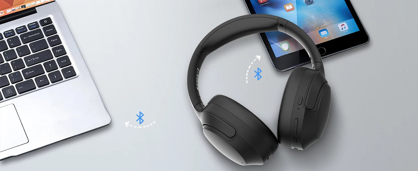 Hybrid Active Noise Cancelling Headphones, Wireless Over Ear Bluetooth Headsets ANC,APP Custom EQ,Deep Bass, Comfort Ear Cups