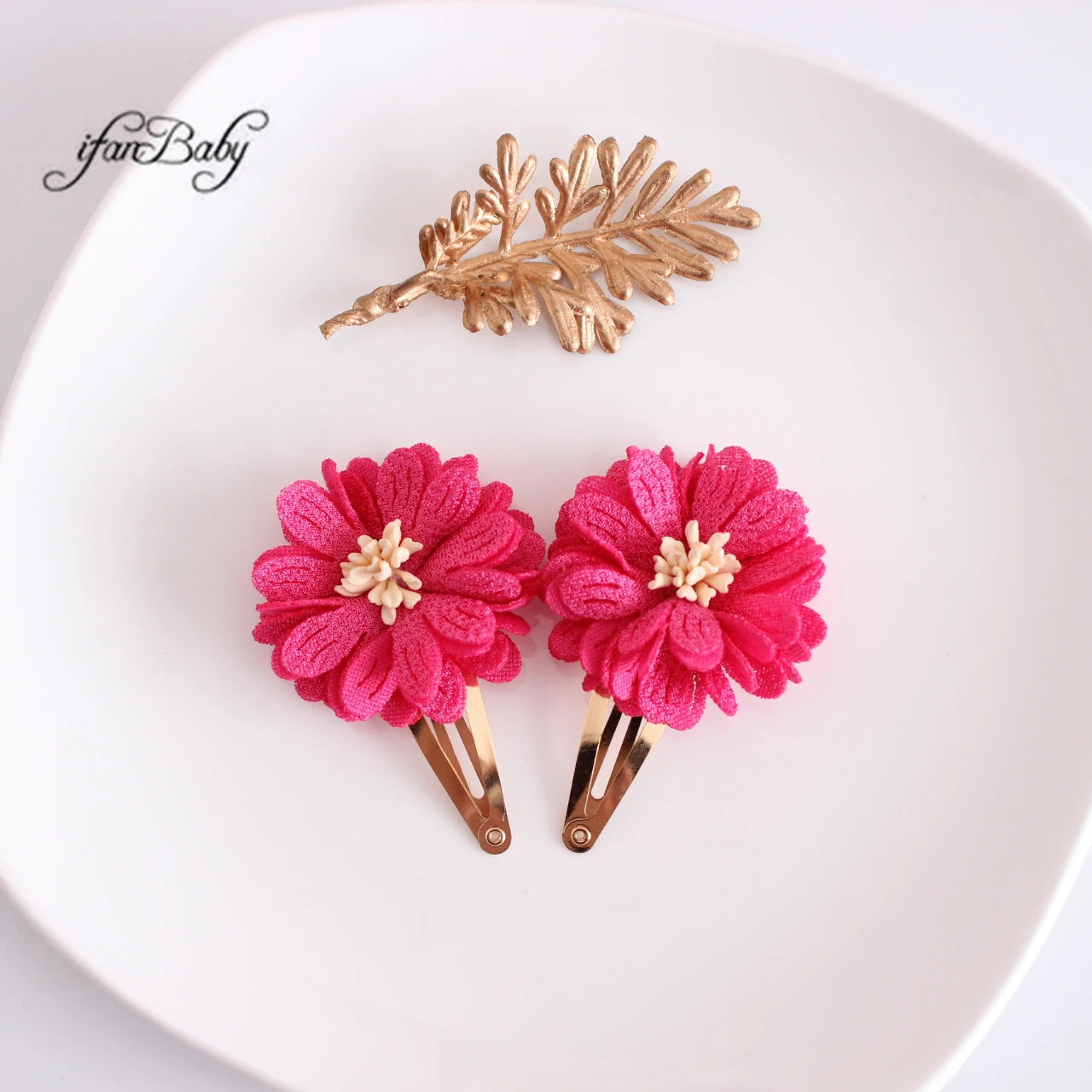 Fashion Flower BB Hair Clips Pin Headwear For Baby Kids Girl Hair Accessories 2 PCS/SET