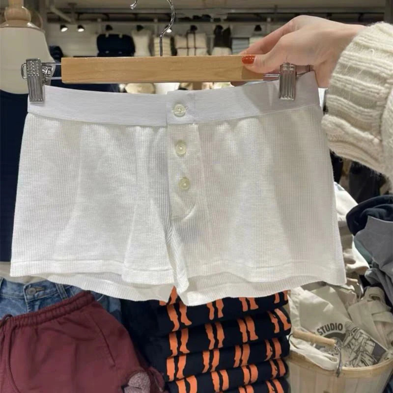 Purple Floral Print Home Shorts Summer Patchwork Elastic Waist Straight Short Pant Casual Cute Cotton Pants Woman Clothing