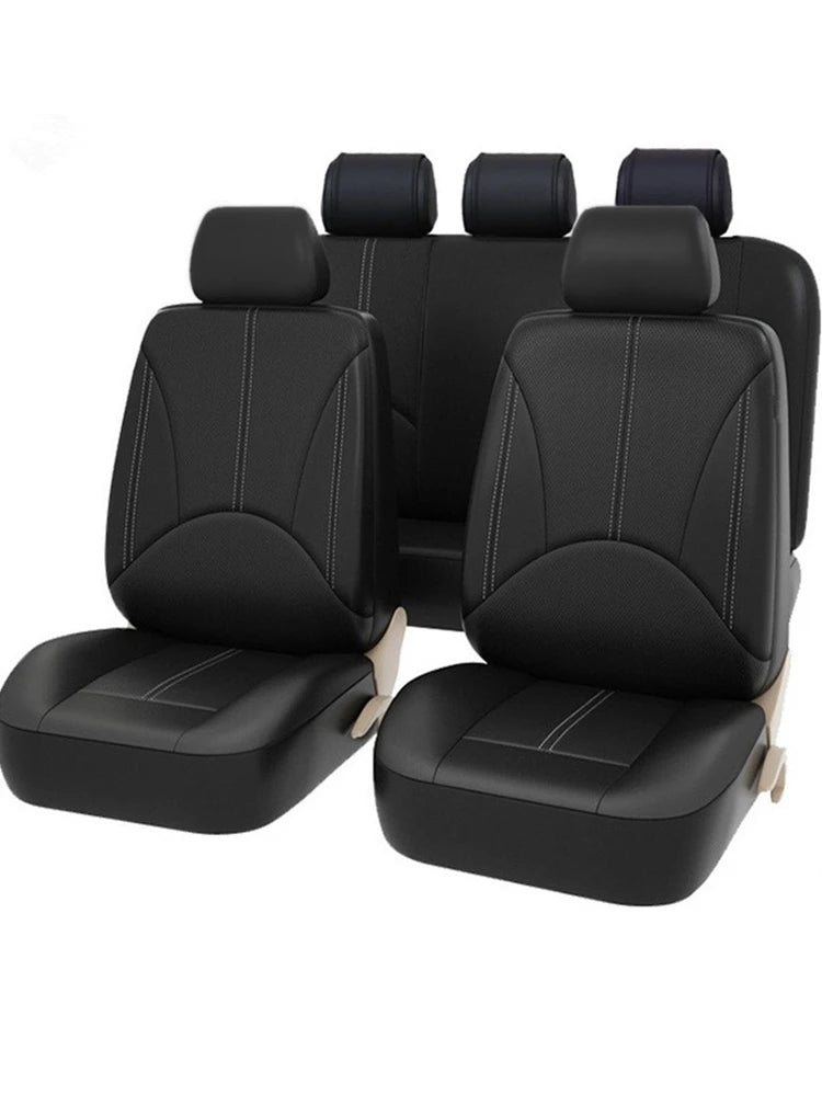 Car Seat Cover Set Breathable PU Leather Vehicle Seat Cushion Full Surround Cover For Car Full Protection Pad Fit 5-Seat Auto