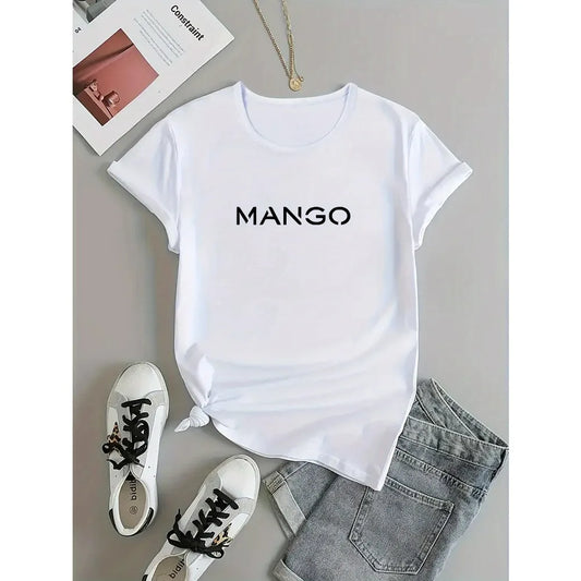 Women's 100% Cotton T-shirt Round Neck Casual Print Suitable for Spring Summer and Autumn Machine Washable Large Size