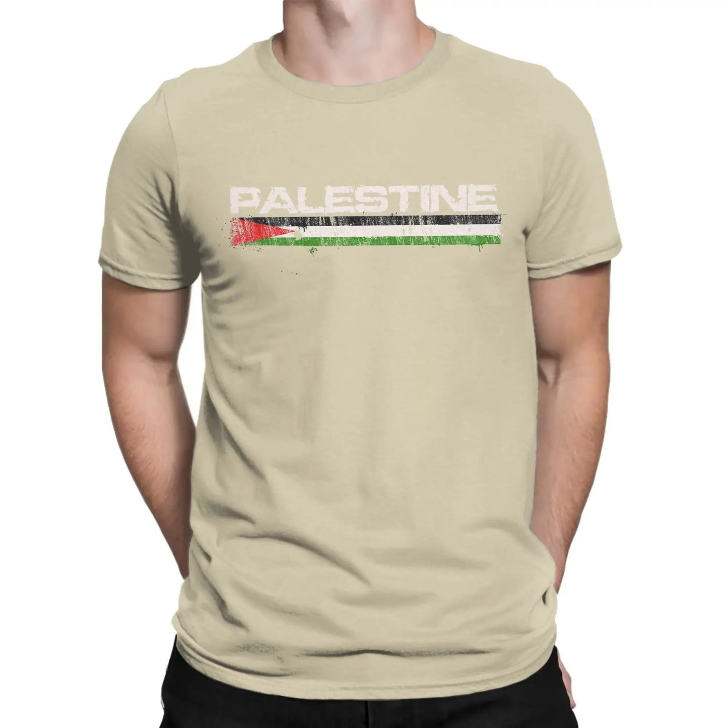 Novelty Palestine with Flag Red White Green T-Shirts for Men Crew Neck Pure Cotton T Shirt  Short Sleeve Tee Shirt 4XL 5XL Tops