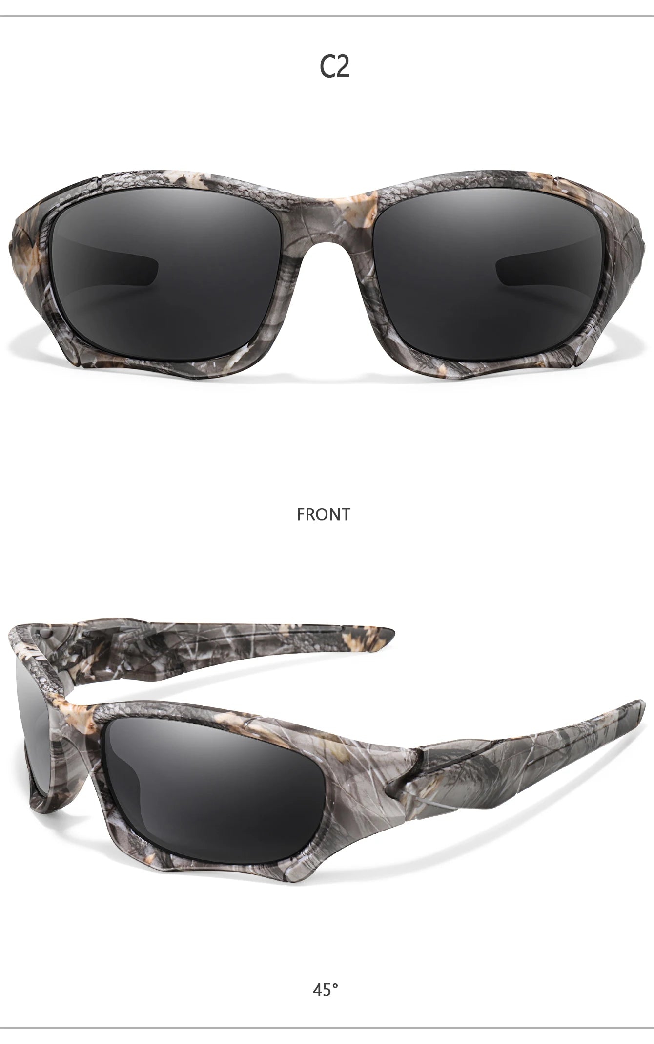 Polarized Fishing Sunglasses for Men Women Classic Camouflage Shades with UV Protection for Outdoor Driving Cycling Hiking