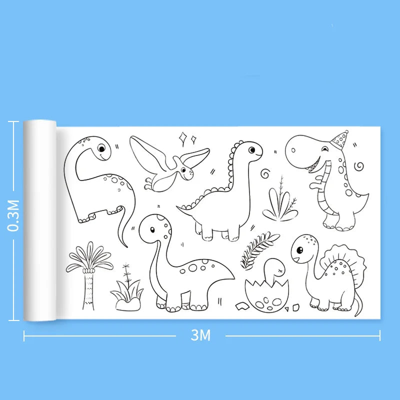 Kids Drawing Toys Sticky Coloring Roll Paper DIY Graffiti Scroll Color Filling Paper Painting Educational Toys for Girls Gift