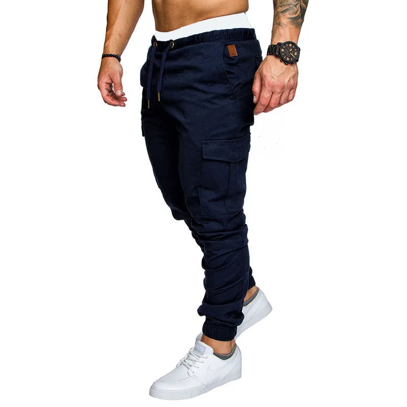 2025 New Male Trousers Mens Joggers Solid Multi-pocket Pants Sweatpants Men Pants Hip Hop Harem Joggers Pants Running men's gym