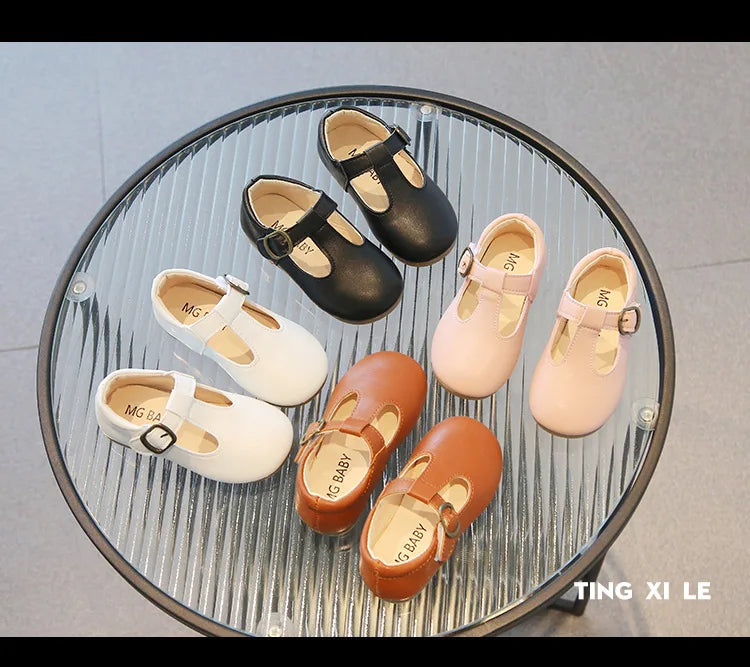 0-6 Years Toddler Girl Shoes Spring Autumn Kids Flats For Girl Soft PU Leather Shoes School Children T-strap Casual Oxfords