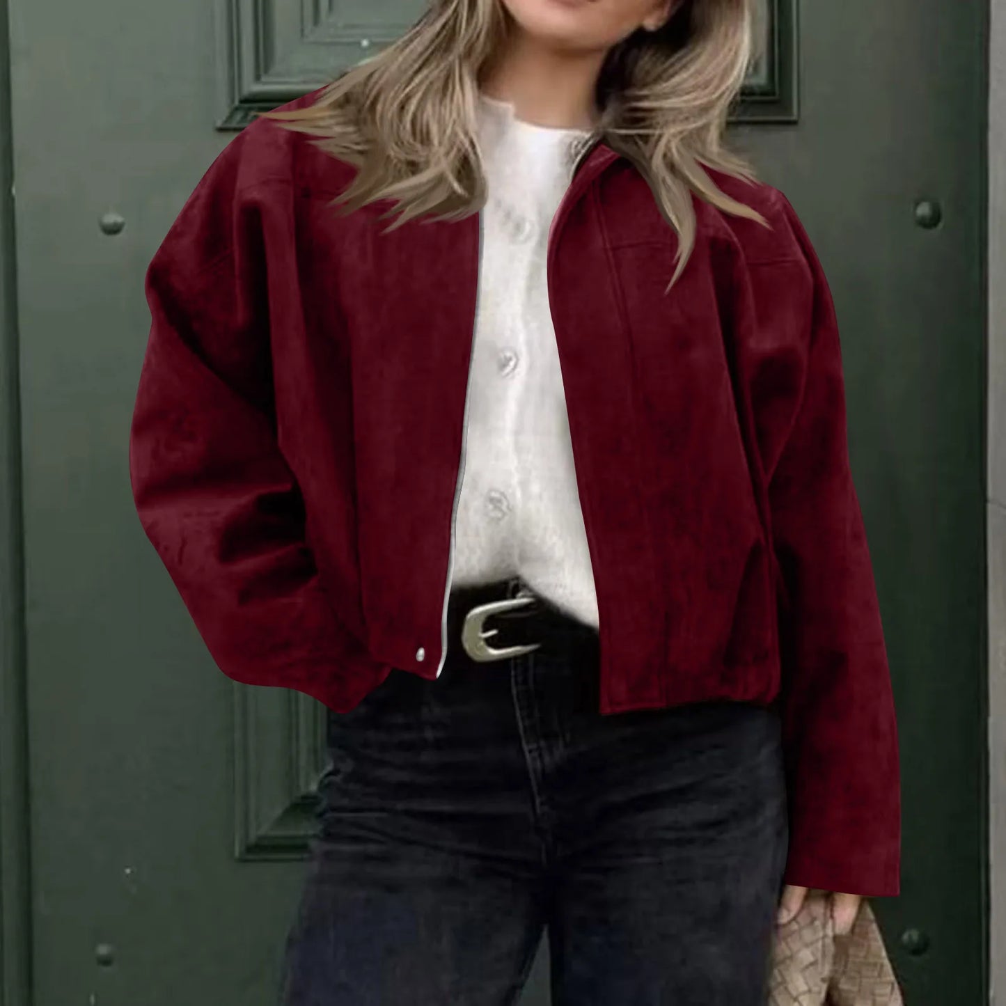 Women's Jacket Fashionable Long Sleeve Zip Up Cropped Coat Autumn Streetwear Cropped Jackets Chic Street Youth Casual Jackets