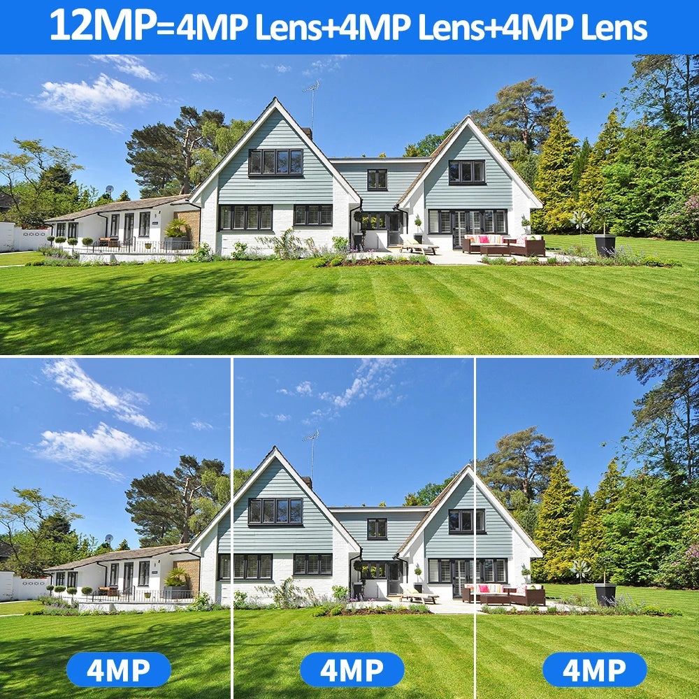 Smart Home WiFi Camera 6K Three Screen Security Camera Outdoor Security Protection Auto Tracking Camara 4K Yoosee CCTV Camera