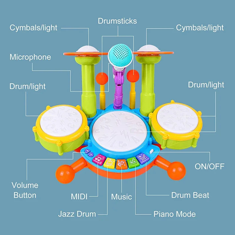 Kids Jazz Drum Musical Toys Set Toddler Baby Percussion Drum Instruments Montessori Toys for Toddlers Early Educational Toy Gift