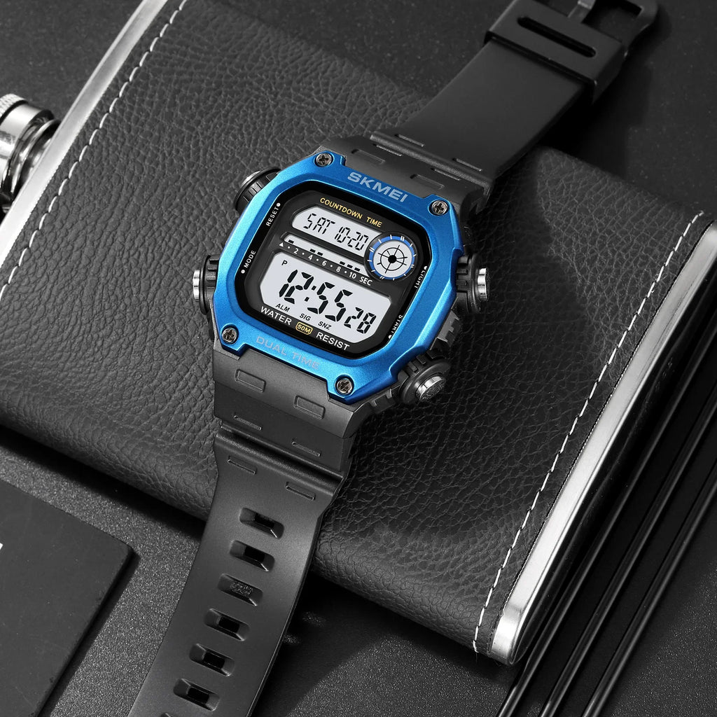 SKMEI 2126 Digital Countdown Sports Watches for Men LED Display Waterproof Stopwatch Mens Wristwatch Alarm Clock montre homme