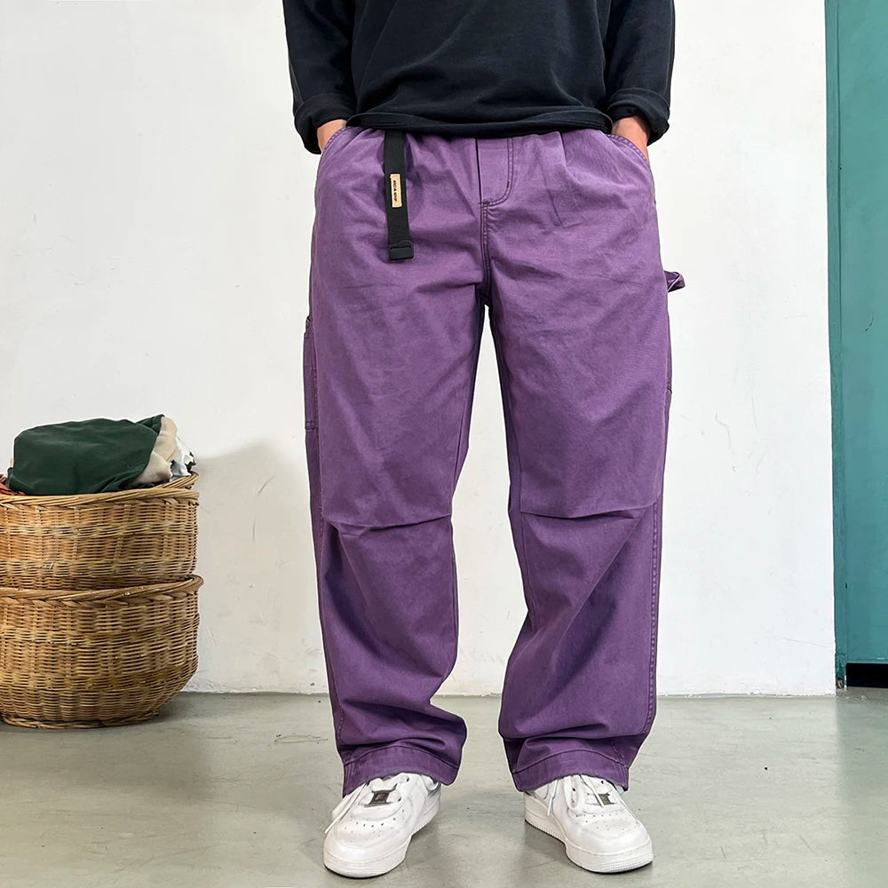 American High Quality Vintage Plus Size Cargo Men Pants Streetwear Baggy Casual Pants Harajuku Trend Straight-Leg Trousers Male