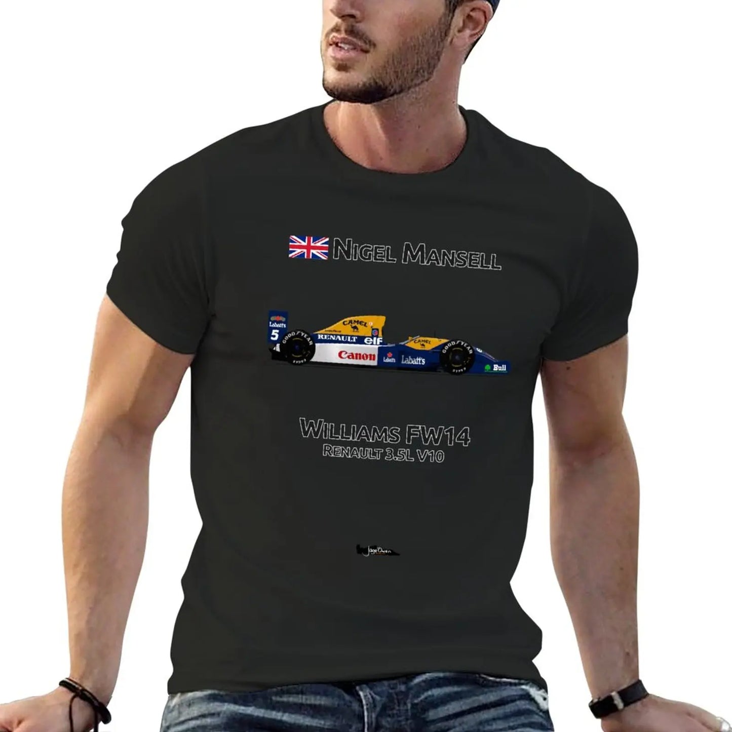 Nigel Mansell - Williams FW14 T-Shirt heavyweight t shirts oversized t shirt big and tall t shirts for men