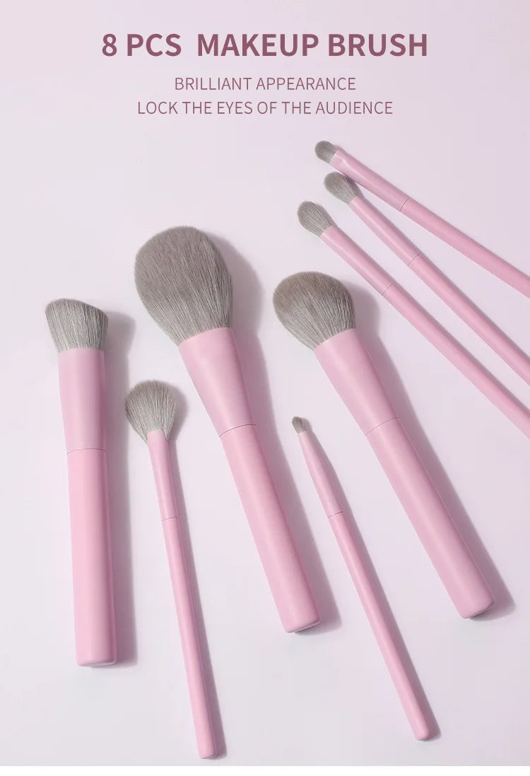 Pink Makeup Brush Set Private Label Wholesale Bulk Cosmetic Synthetic Hair Vegan Brushes Free Custom Logo Beauty Tool 10Sets