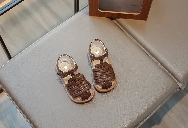 Kids Sandals 2025 Summer Sandals for Boy Fashion Children Cut-Outs Beach Shoes Braided Style Causal Walking Flat Sandals