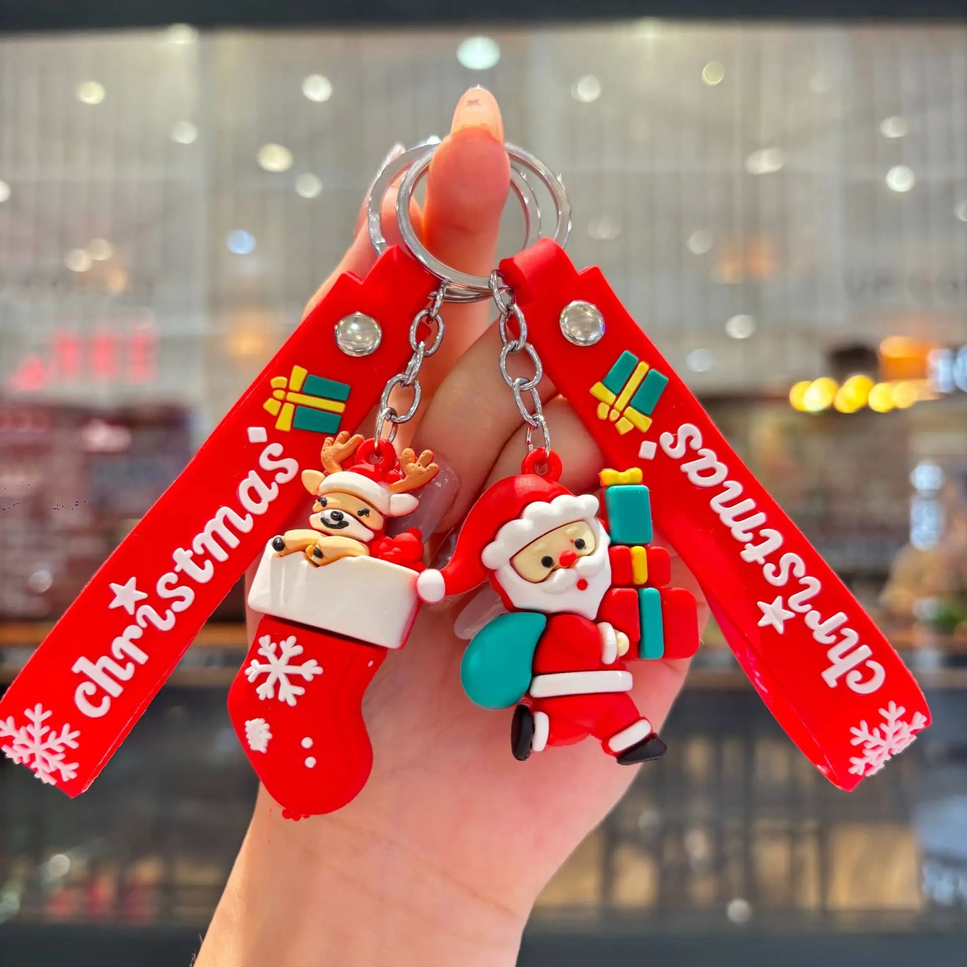 Christmas Gift 2025 Cute Santa Keychain Cartoon Pendant for Bag Car Keys Decor Stocking Stuffer for Kids Children Daughter Son