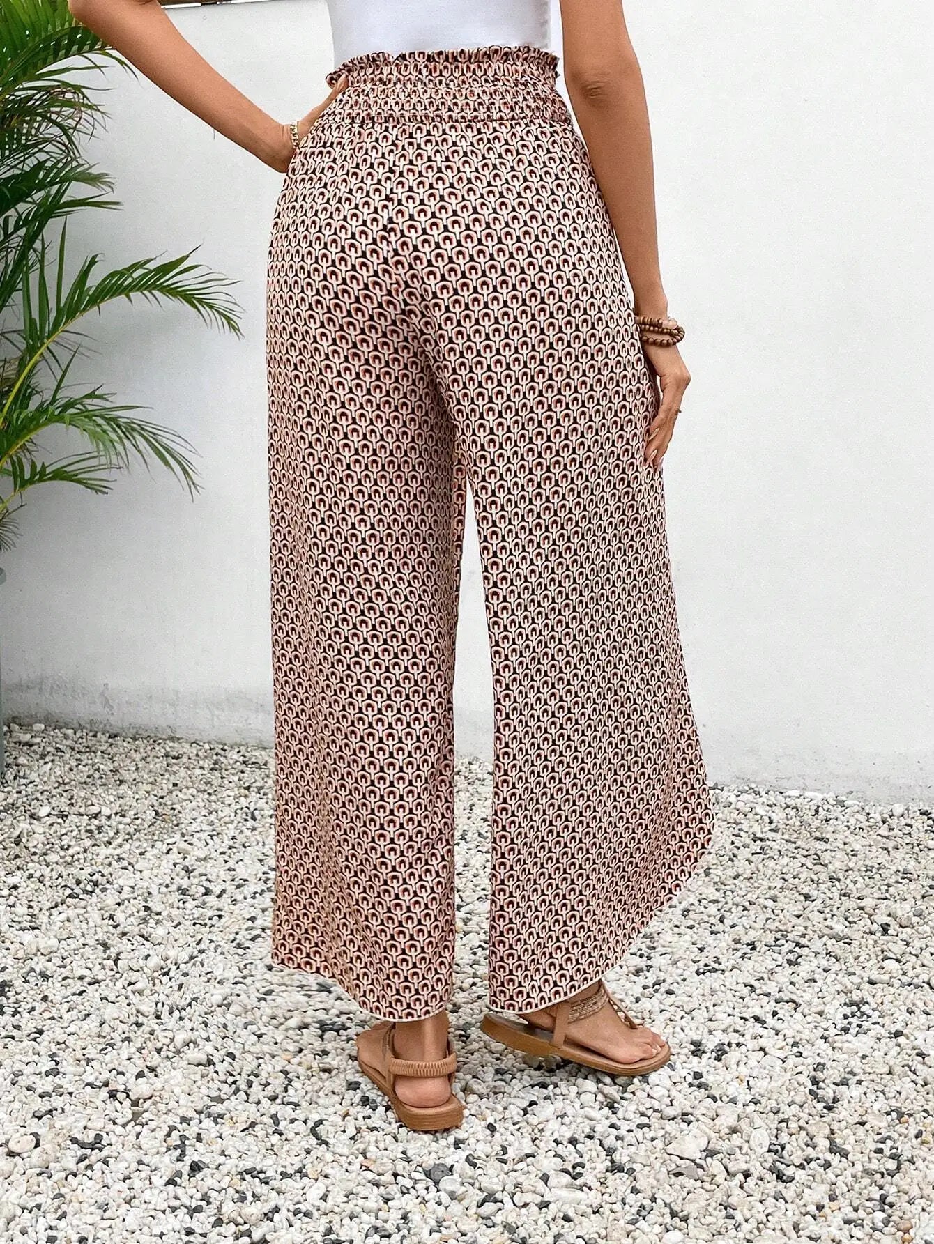Women's Pants 2025 Summer New Fashion Floral Side Wide Leg Skirt Pants Calça Feminina Pantalon Mujer Pantaloni Lange Hosen