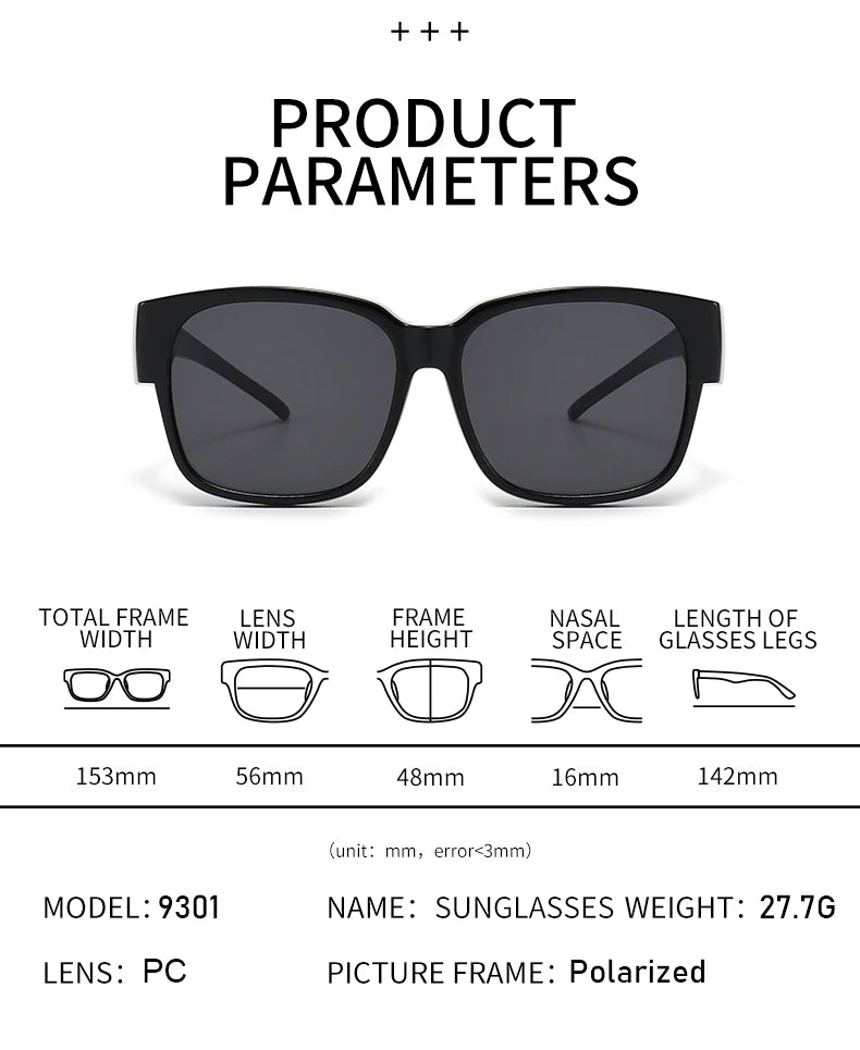 Men Women Polarized Sunglasses Wear Over Myopia Prescription Glasses Vintage Outdoor Travel Night Vision Driving Goggles