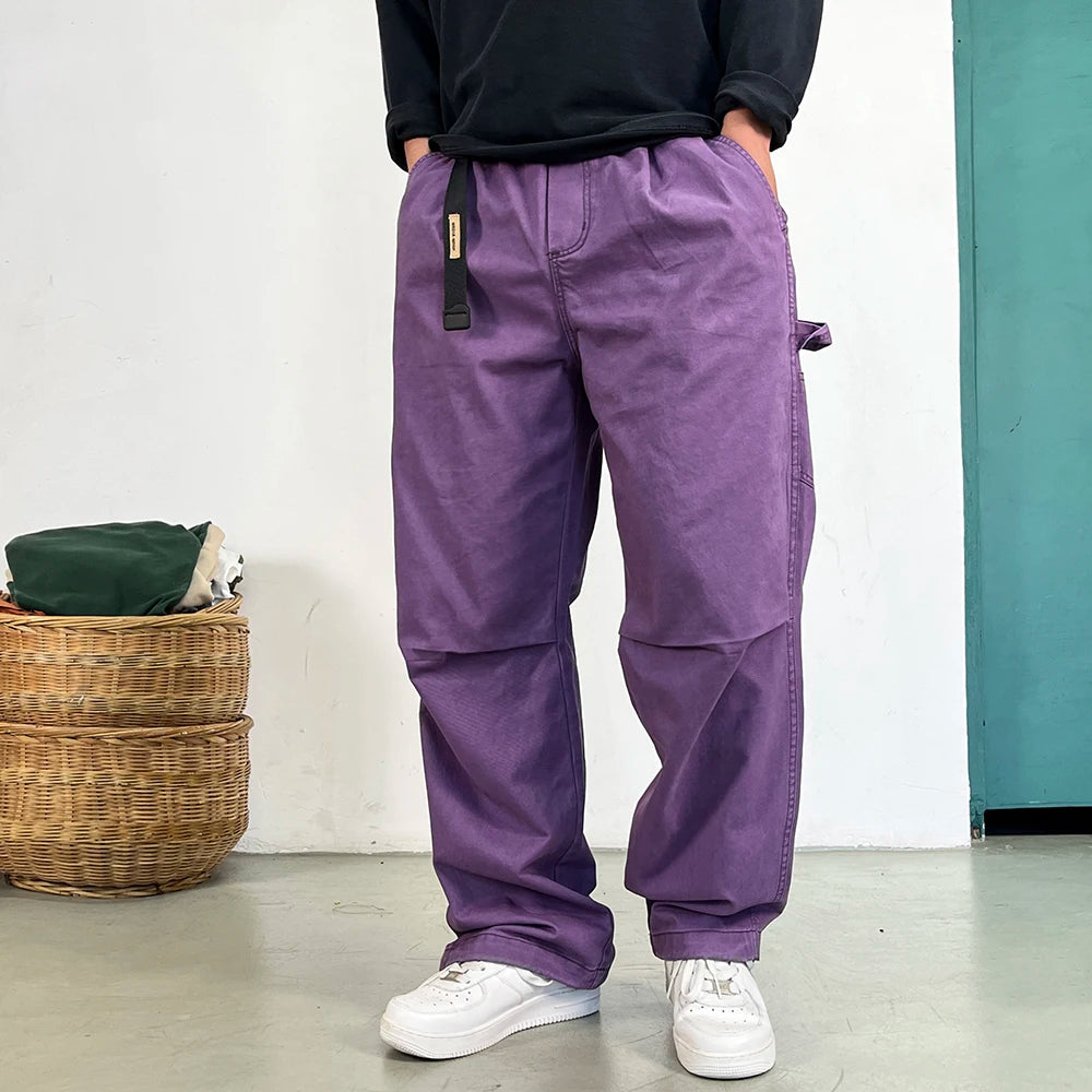 American High Quality Vintage Plus Size Cargo Men Pants Streetwear Baggy Casual Pants Harajuku Trend Straight-Leg Trousers Male