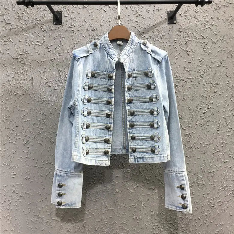 Women's Short Jacket Spring and Autumn New Jacket Top Skinny Stand-up Collar Long-sleeved Denim Fashion Comfort Winter Clothes