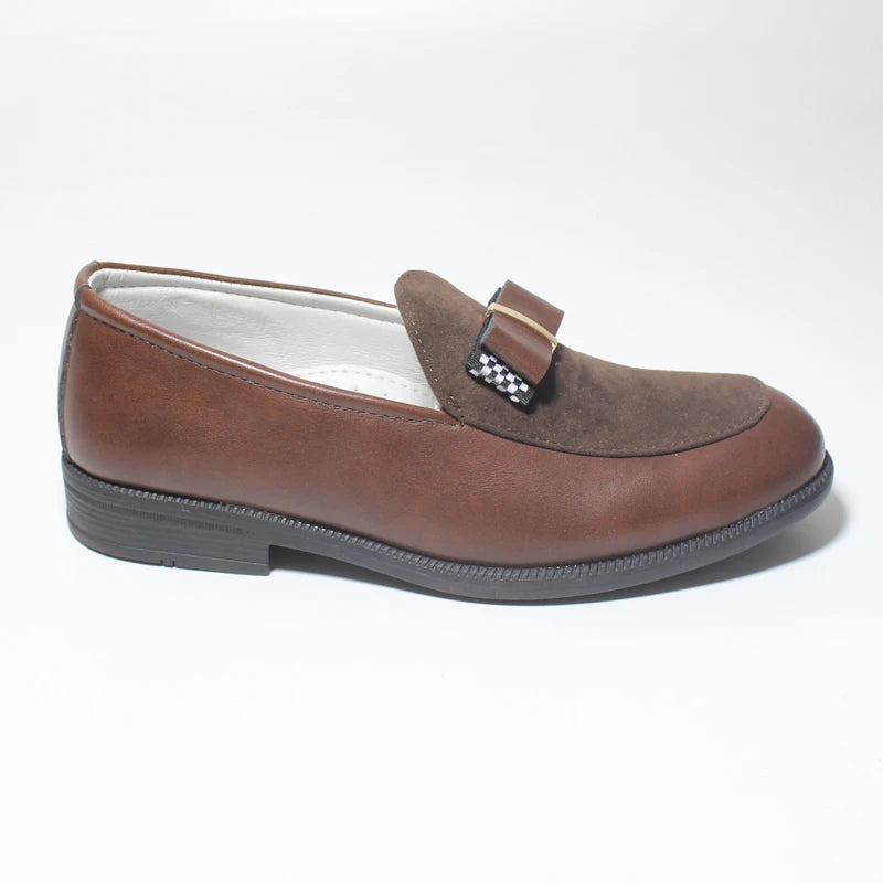 Kids Shoes For Boys PU Leather School Show Dress Shoes Flats Classic British Oxford Shoe Children Wedding Loafer Moccasins Brown