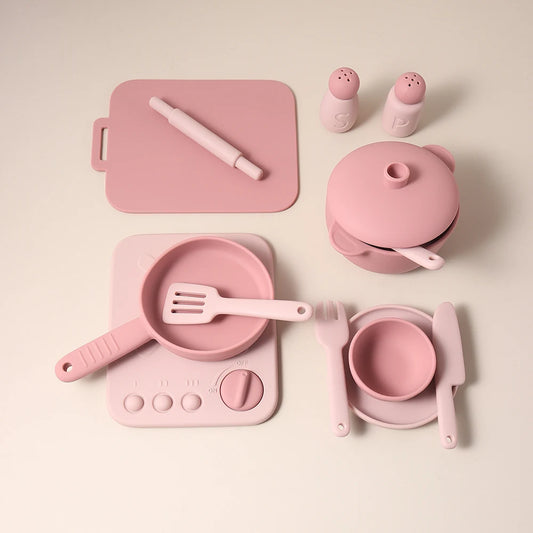 13 pcs set silicone cooking play Set Toy Pretend Play kitchen tool Play Game Early Educational Toys for Toddlers Kids Gifts