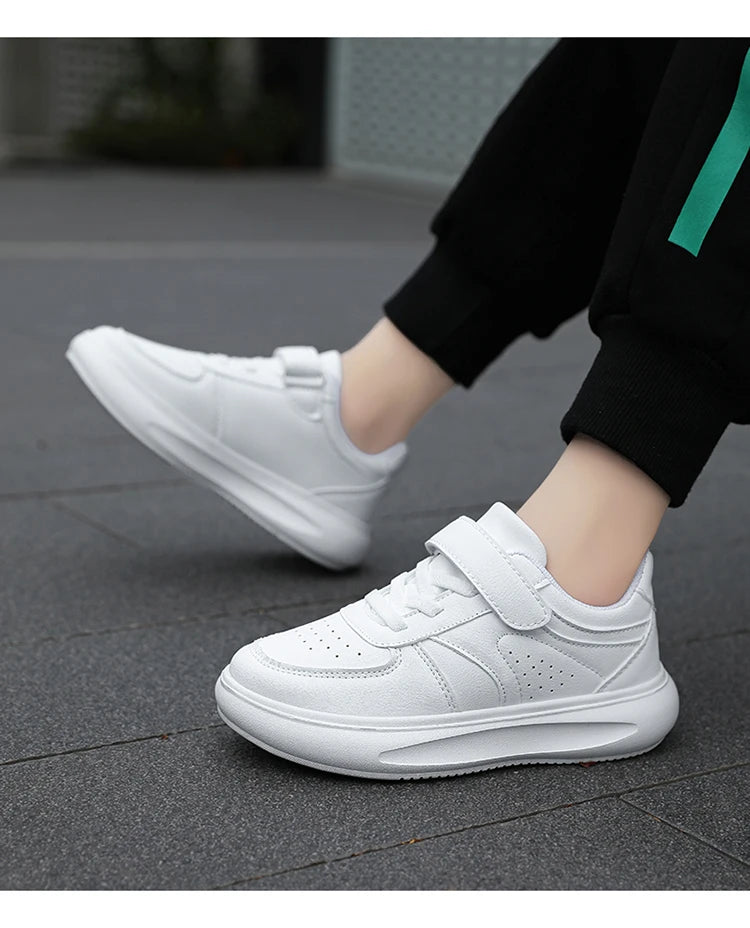 7-13 Boys Shoes Sneakers Fashion Leather Children Comfortable Black White Shoes for Kids Girls School Walking Footwear Non Slip