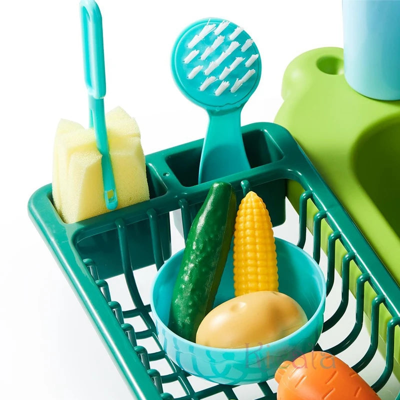 Kids Kitchen Sink Toys Electric Dishwasher Playing Toy With Running Water Pretend Play Food Fishing Toy Role Playing Girls Gift