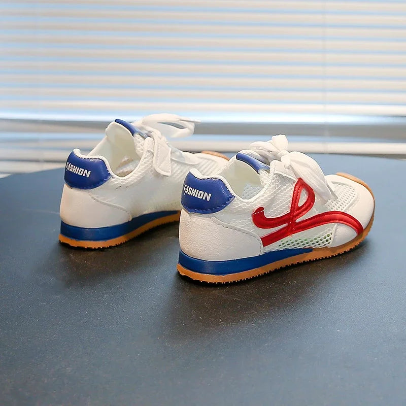 Children's Sneakers Four Seasons 3-18 Years Old Mesh Breathable Boys Girls Tennis Shoes Blue Hundred Non-slip Kids Single Shoes