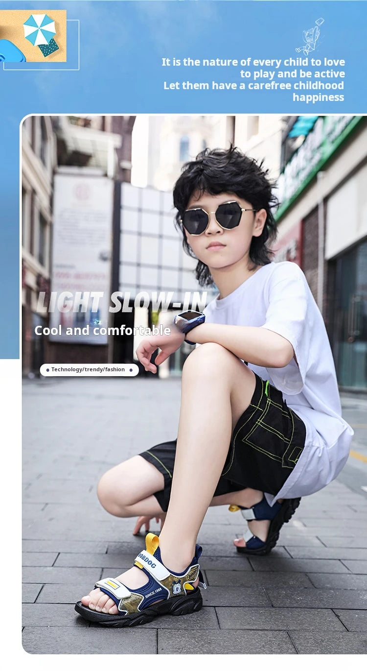 Kids Summer Shoes Fashion Big Boys Beach Sandals Children Casual Sports Sandals Color Matching Anti-skid Classic Size 28-40