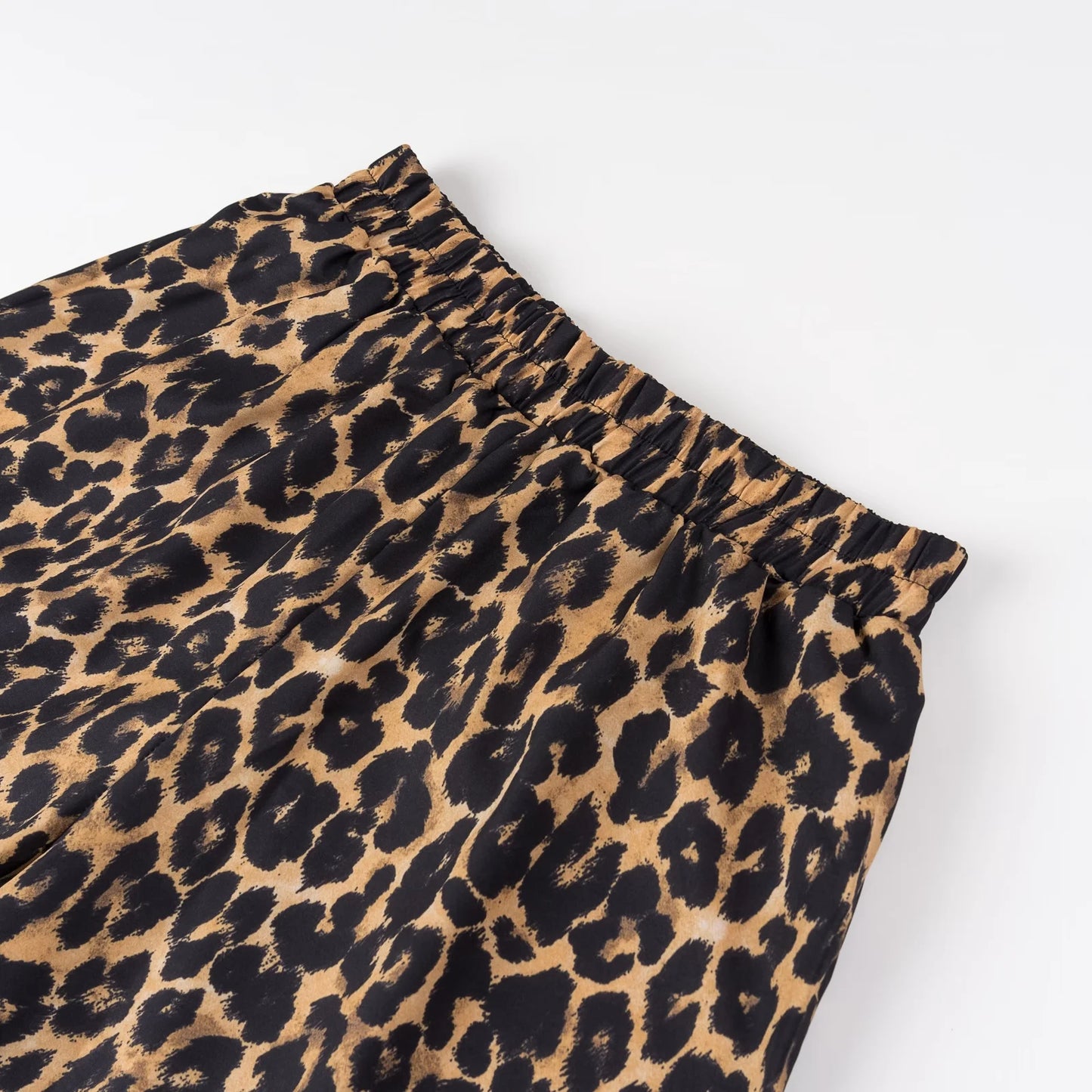 Women Summer New Women's Fashion Versatile Animal Print Elastic Waist Drop Mid Waist Wide Leg Pants