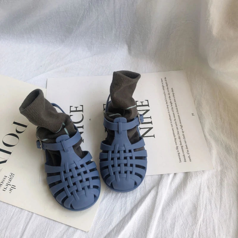 Kids Shoes Summer Sandals Baby Girls Toddler Soft Non-slip Princess Shoes Kids Candy Jelly Beach Shoes Boys Casual Roman Sandals