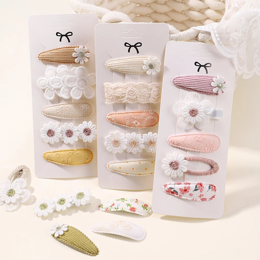 Kids Fresh Hair Clip Set Flower Printe Sweet Butterfly Hairpins Children BB Hair Bangs Clips Barrettes Girl Accessories Headwear