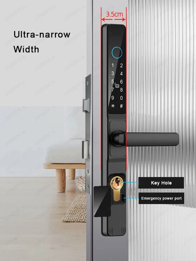 Waterproof Sliding Door Smart Lock TTLock App Alexa Fingerprint Digital Code RFID Card Anti-Lock Aluminum Glass Electronic Lock