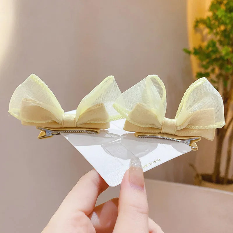 2PCS New Lovely Stereoscopic Bowknot Kids Hairpins Baby Hair Clips Headdress Girls Hair Accessories Children Headwear