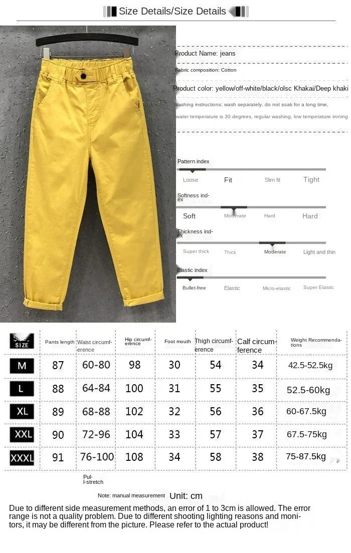 Woman Jeans Pants Denim Cropped Women's Autumn Casual Pants Elastic Waist Loose Feet Pantalones Vaqueros Mujer