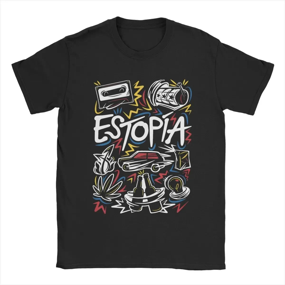 Men T-Shirts Estopa Tour Rock Band Unique 100% Cotton Tees Short Sleeve Pop Music Guitar Art T Shirt Round Neck Clothes Printed