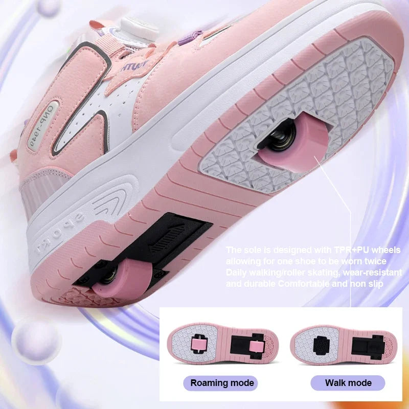 Sneakers for Kids Boys Girls 2Wheels Roller Skate Children Shoes Sports Running Adult Casual Women Tennis Outdoor Size 31-42