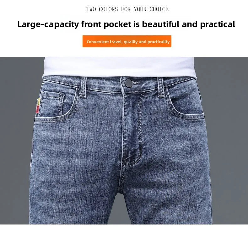 Fleece Thermal Autumn Winter Denim Jeans for Men Pants Warm Thicken Straight Stretch Clothing Fashion Street Causal Denim Pants