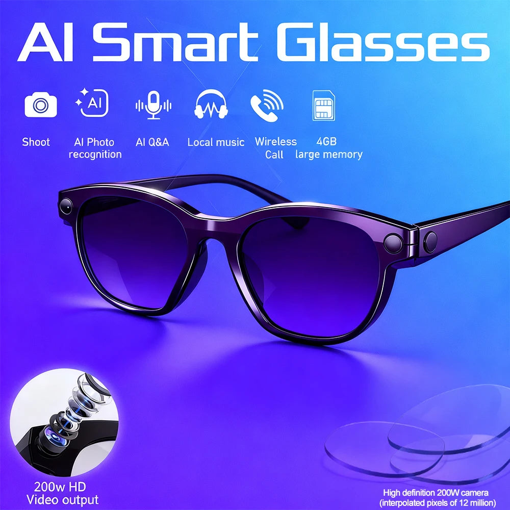 2025 Smart Glasses Photography Video AI Intelligent Interactive Translation Smart Sunglasses Bluetooth Call Music Play For IOS