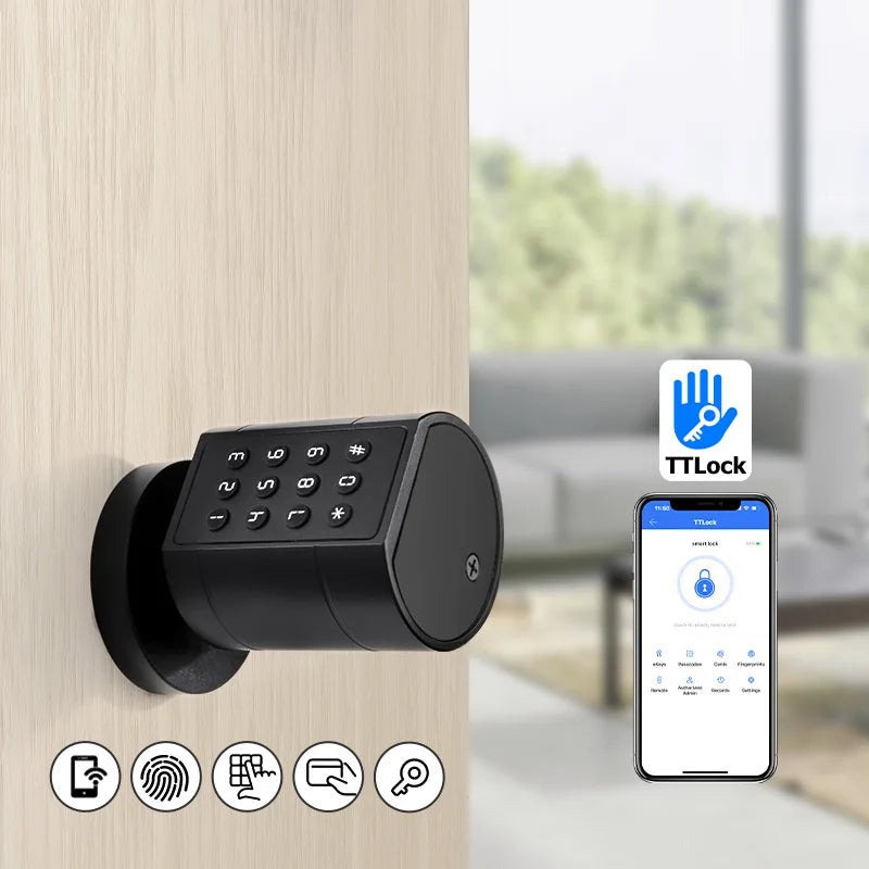 Smart Euro Cylindrical Door Lock ttlock app Keyless Security Entry Mechanical Key Waterproof fingerprint door lock For home