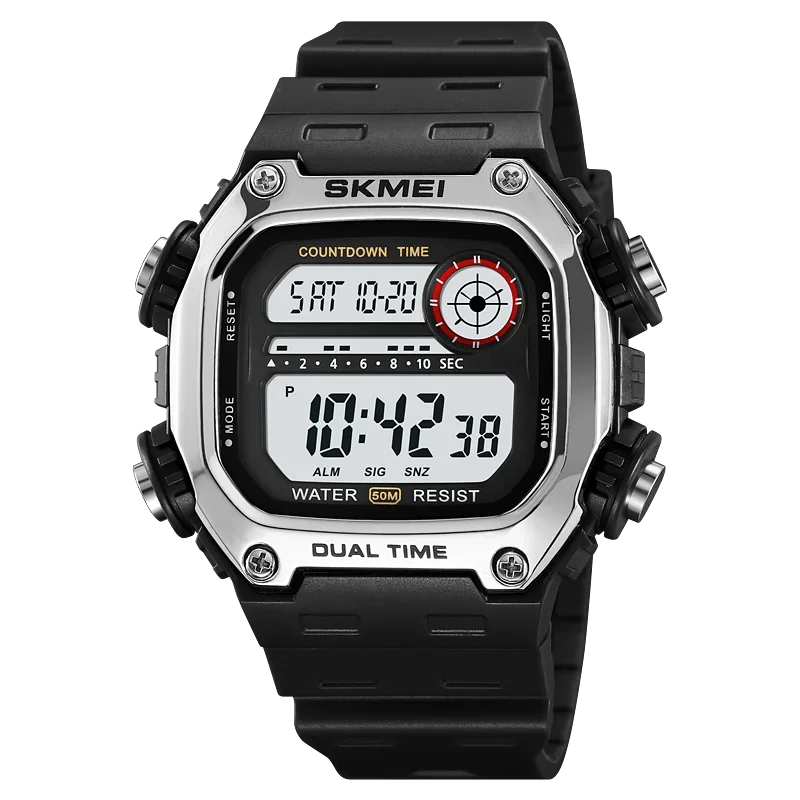 SKMEI 2126 Digital Countdown Sports Watches for Men LED Display Waterproof Stopwatch Mens Wristwatch Alarm Clock montre homme