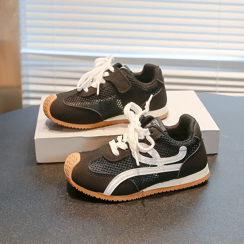 Children's Sneakers Four Seasons 3-18 Years Old Mesh Breathable Boys Girls Tennis Shoes Blue Hundred Non-slip Kids Single Shoes