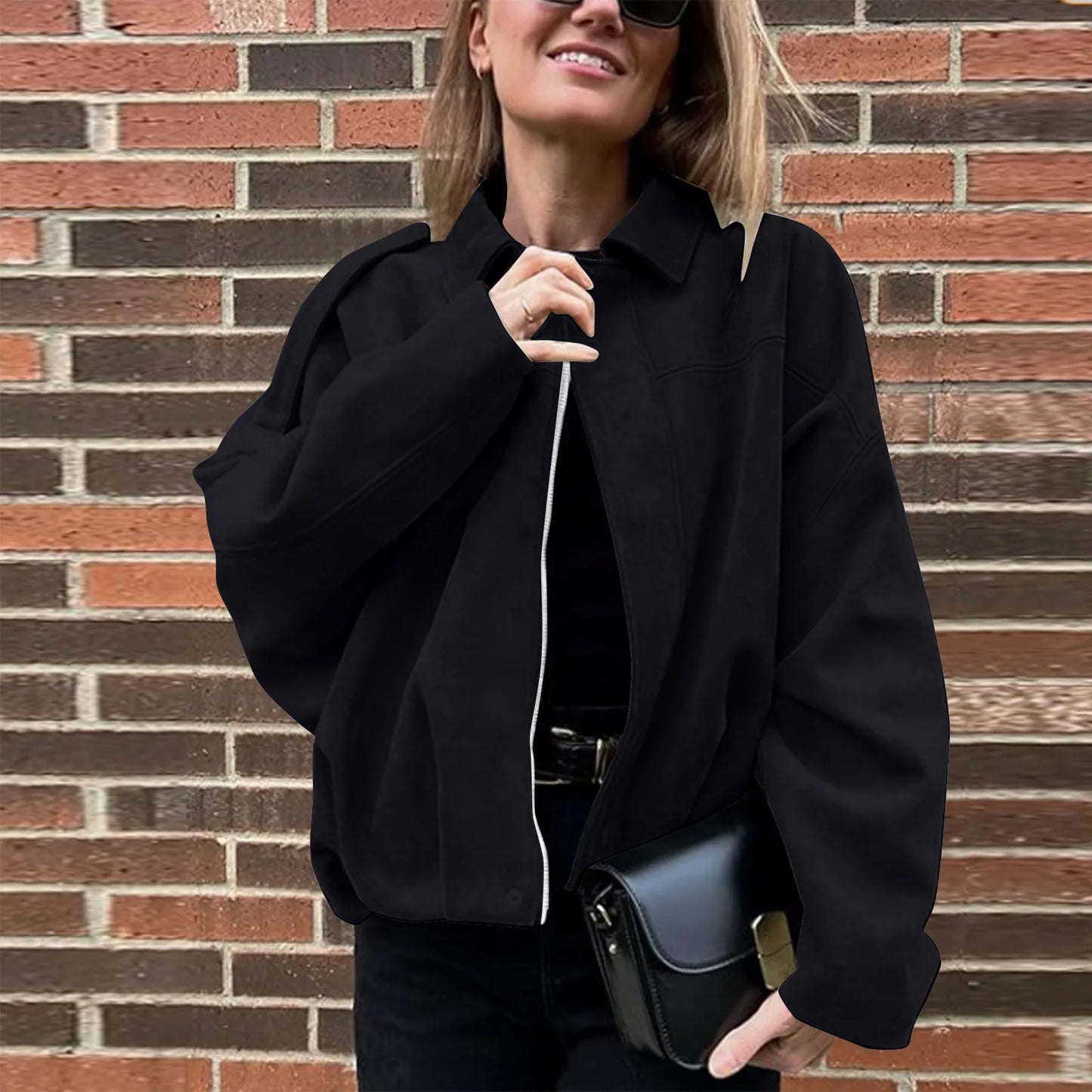 Women's Jacket Fashionable Long Sleeve Zip Up Cropped Coat Autumn Streetwear Cropped Jackets Chic Street Youth Casual Jackets